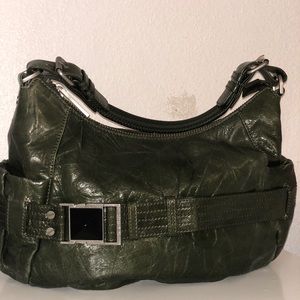 L.A.M.B. Olive green leather shoulder bag purse